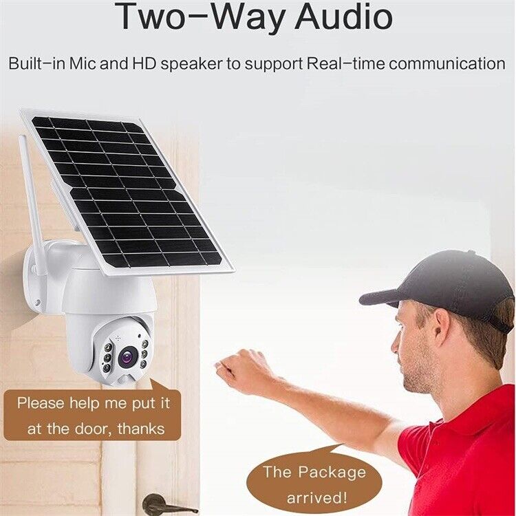 PTZ SOLAR Security 4MP HD Camera AI Human Detection 12M,2-Way Audio, Wi-Fi, APP
