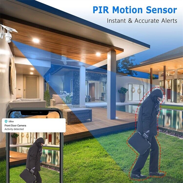 PTZ SOLAR Security 4MP HD Camera AI Human Detection 12M,2-Way Audio, Wi-Fi, APP