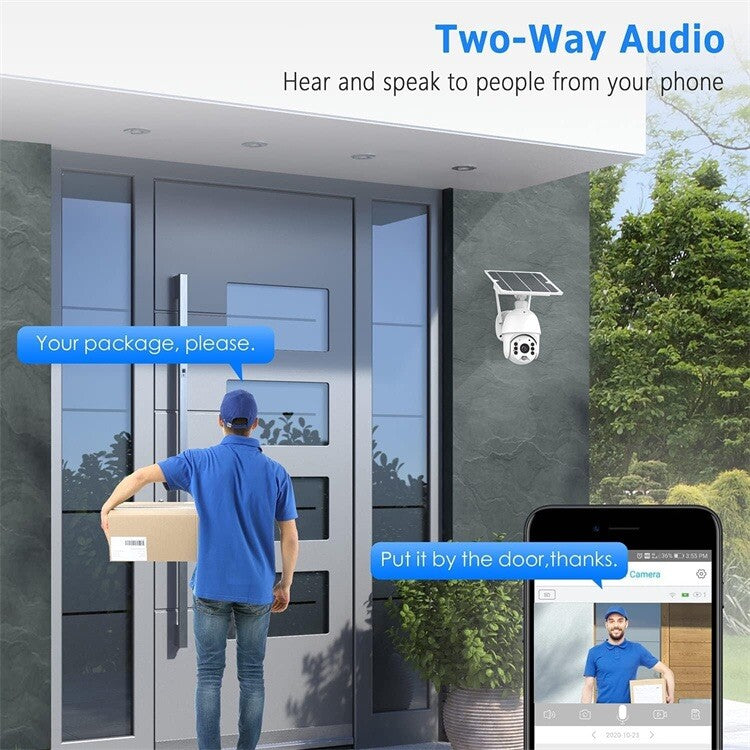 PTZ SOLAR Security 4MP HD Camera AI Human Detection 12M,2-Way Audio, Wi-Fi, APP