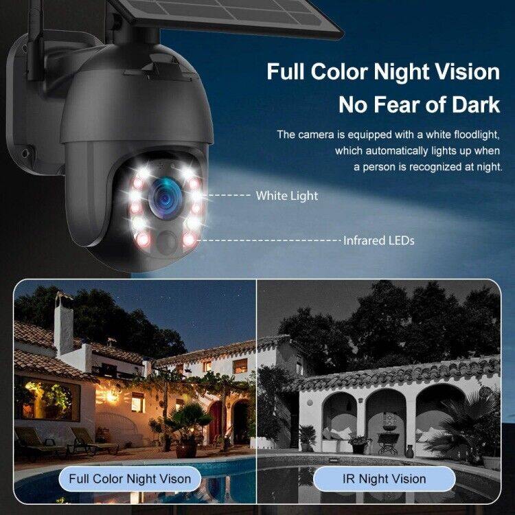 PTZ 5MP 10X Zoom Solar Security Camera, 12m AI Detection,2-Way Audio, Wi-Fi, App
