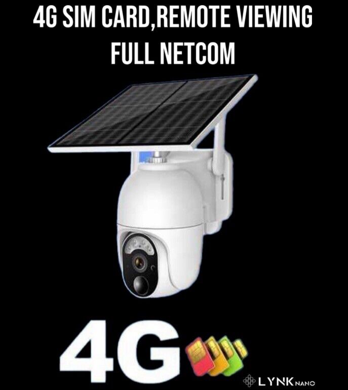 4G SOLAR Security HD 4MP Camera, 12m AI Human Detection,2-Way Audio,App,Sim Card