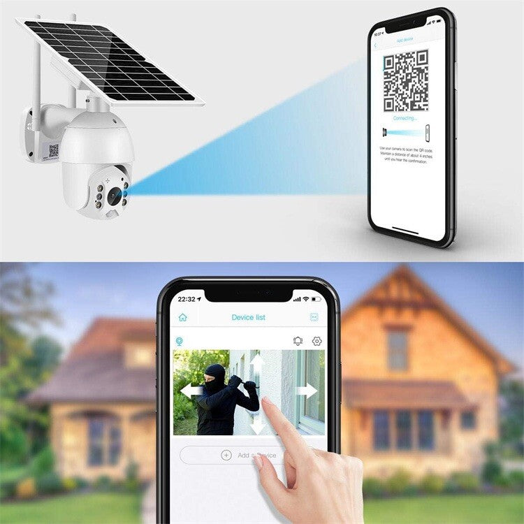 PTZ SOLAR Security 4MP HD Camera AI Human Detection 12M,2-Way Audio, Wi-Fi, APP