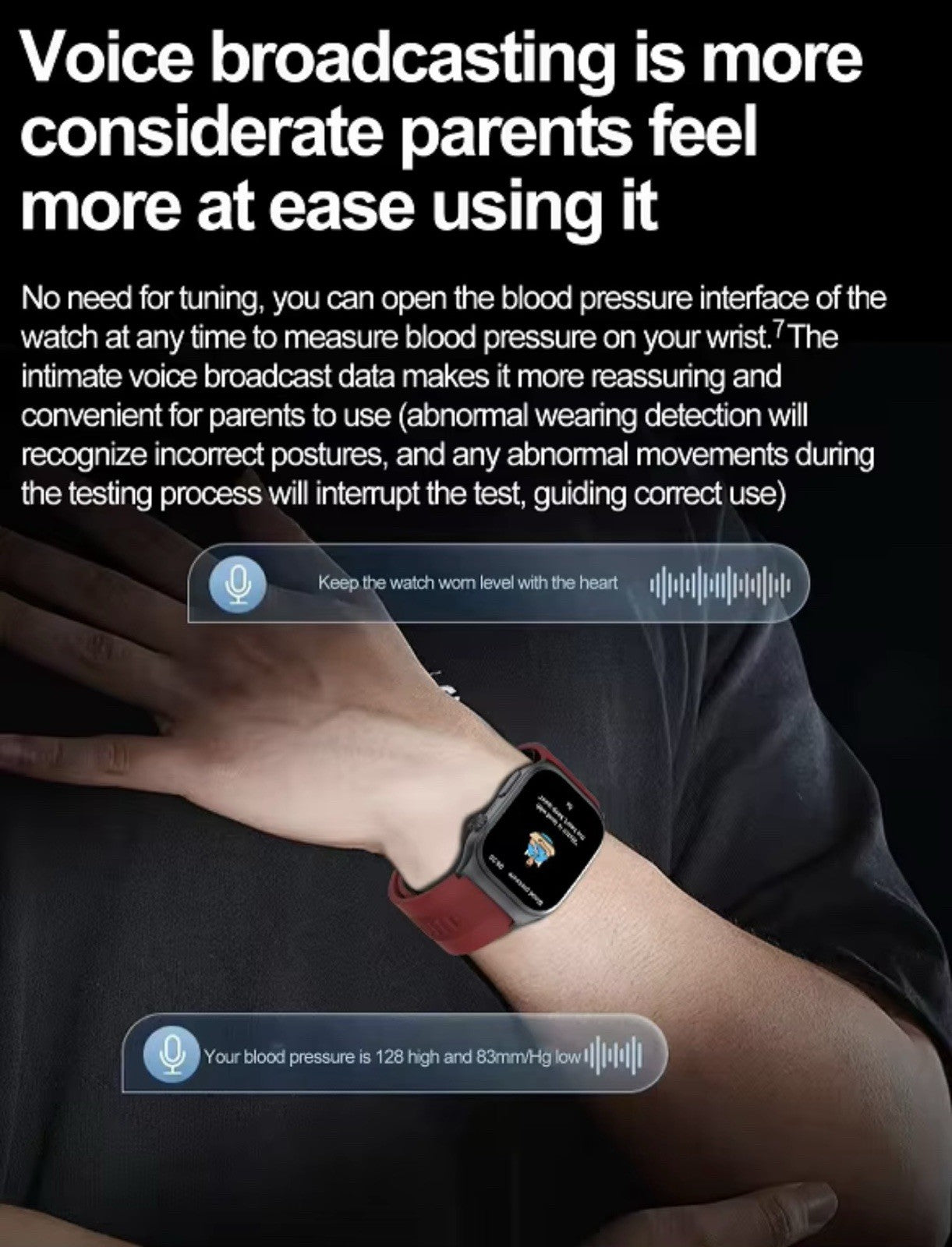 Smart Watch 2.06 AMOLED display Sport and Health,Blood Pressure Airbag Removable