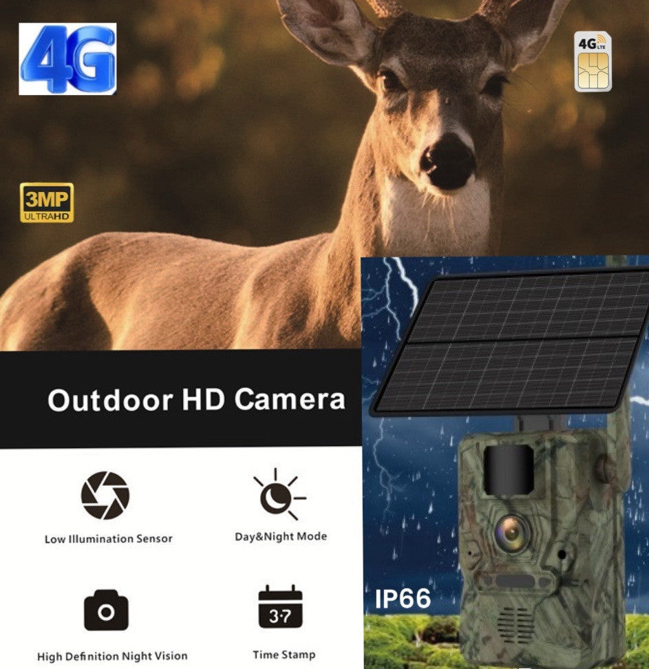 4G SOLAR GPS Hunting Security 3MP TRAIL Camera, AI 25m Detection,2-Way Audio,App