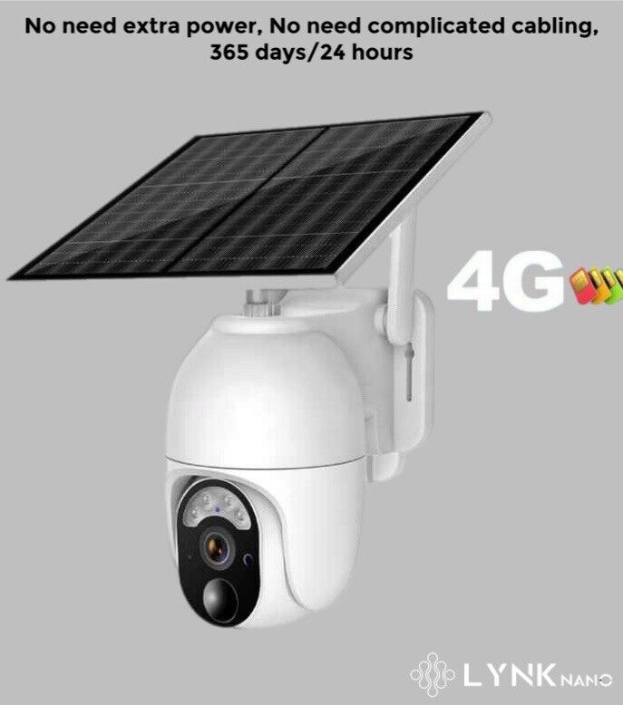 4G SOLAR Security HD 4MP Camera, 12m AI Human Detection,2-Way Audio,App,Sim Card