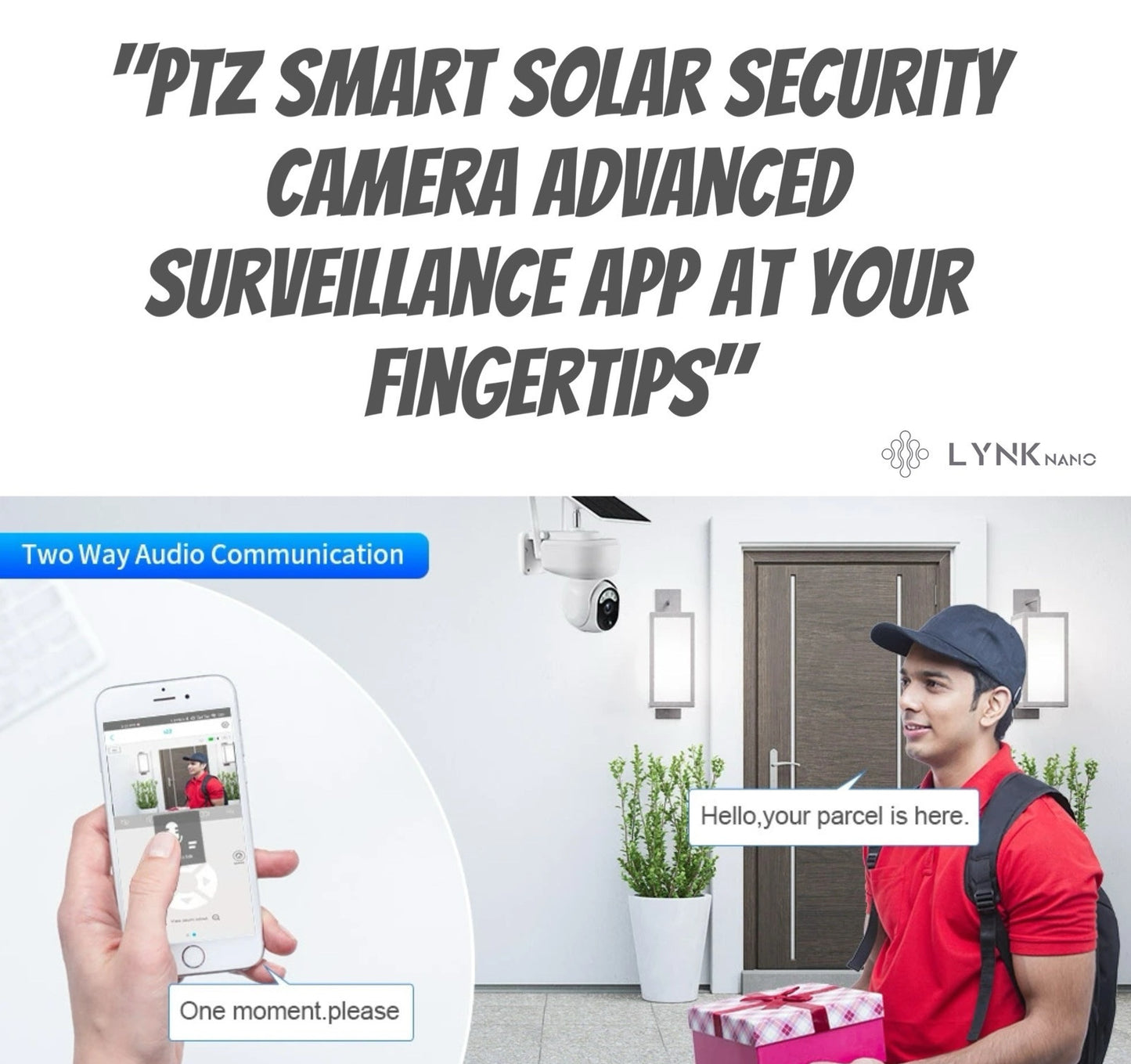 PTZ SOLAR Security 4MP HD Camera 12m AI Human Detection,2-Way Audio, Wi-Fi, APP