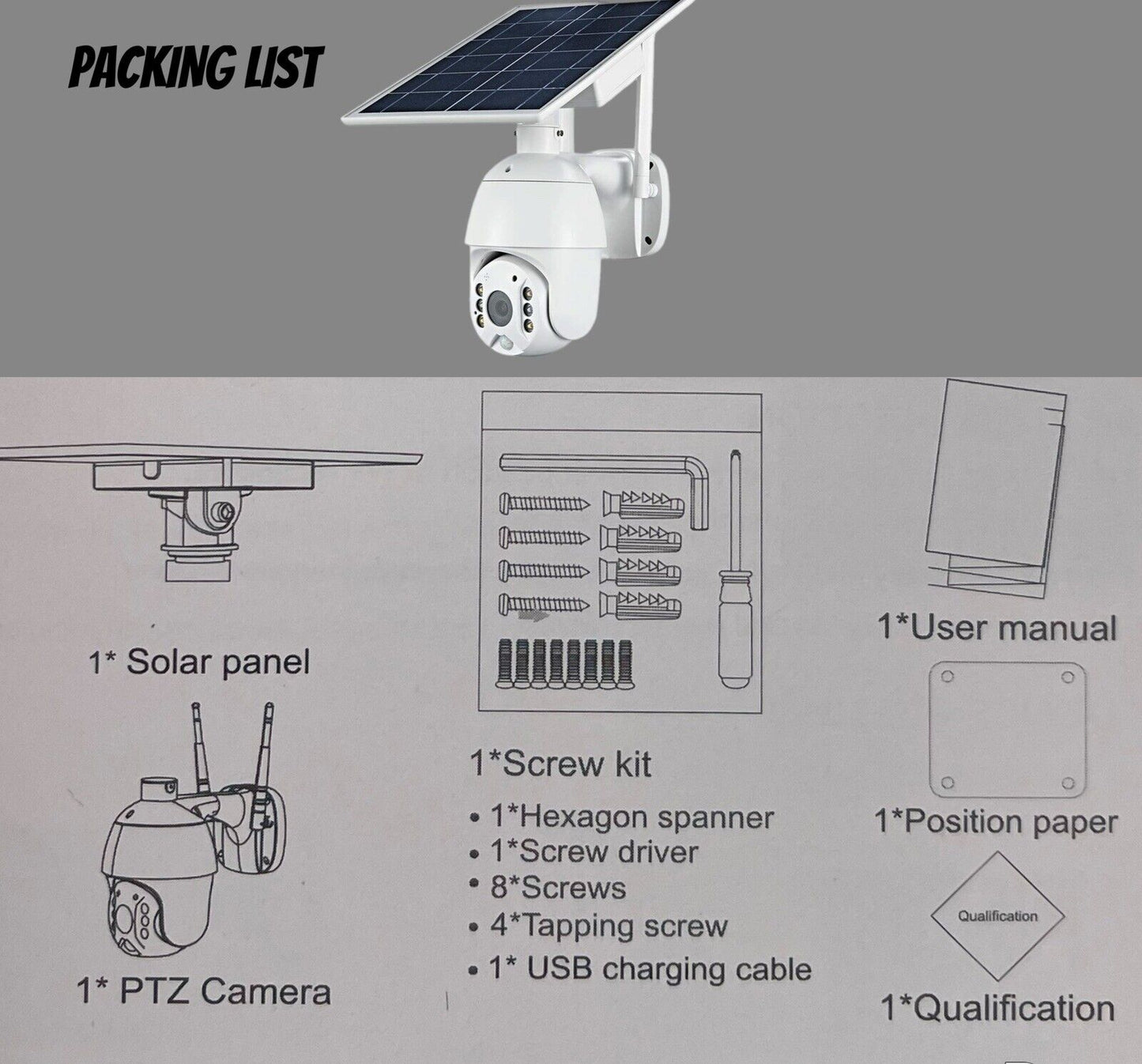 PTZ SOLAR Security 4MP HD Camera AI Human Detection 12M,2-Way Audio, Wi-Fi, APP