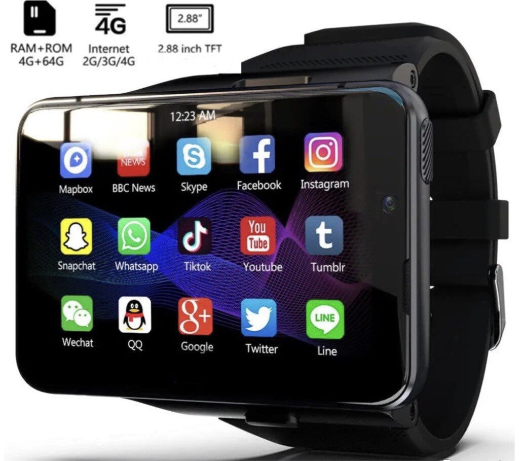 4G SMARTWATCH 2.88" Touch Screen Android 9.0 5MP/13MP Cameras,Wristwatch 4+64GB (BLACK) USA