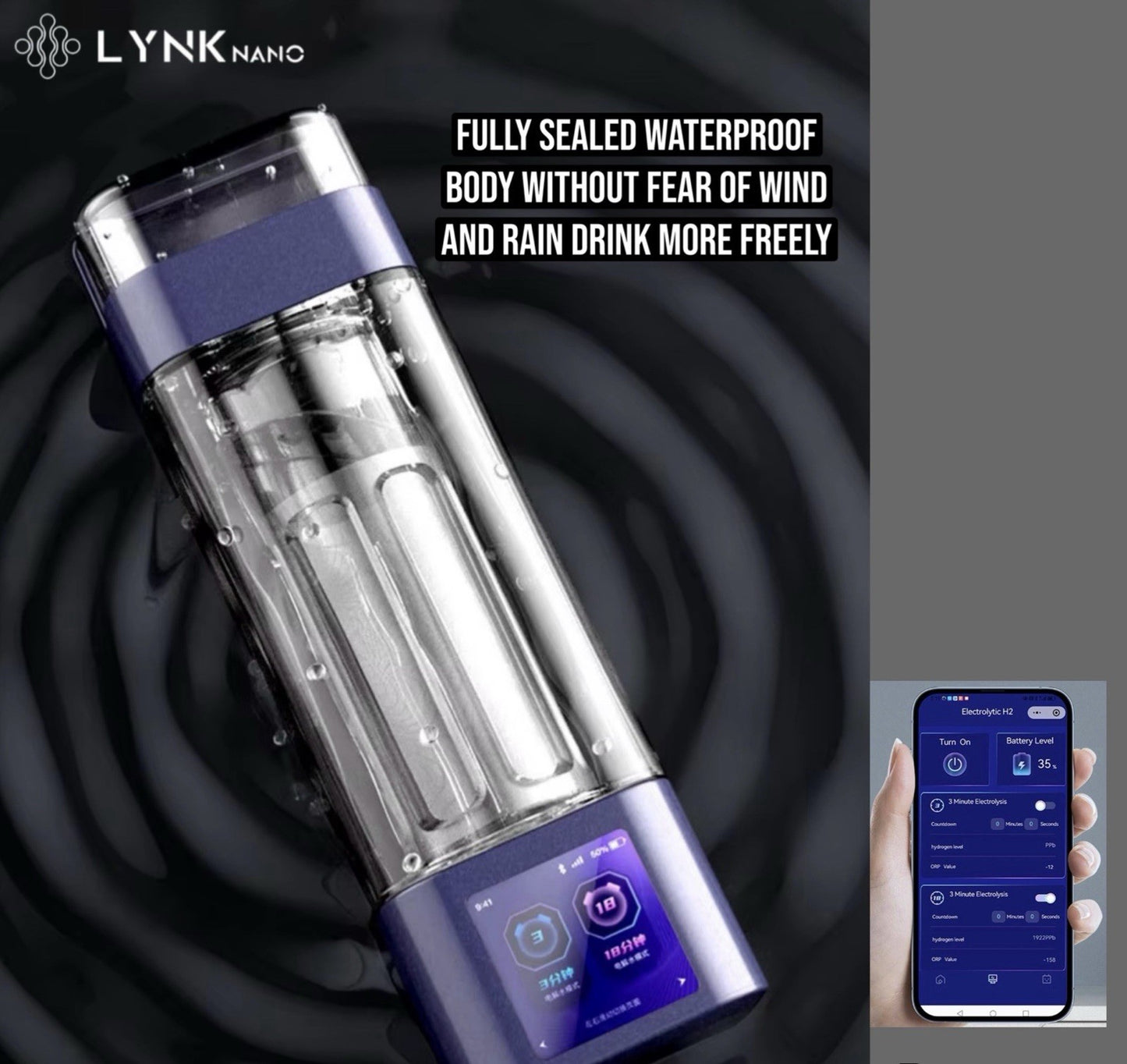 10000PPb H2 Portable TOUCH SCREEN healthy Hydrogen Water Bottle + Inhaler + App
