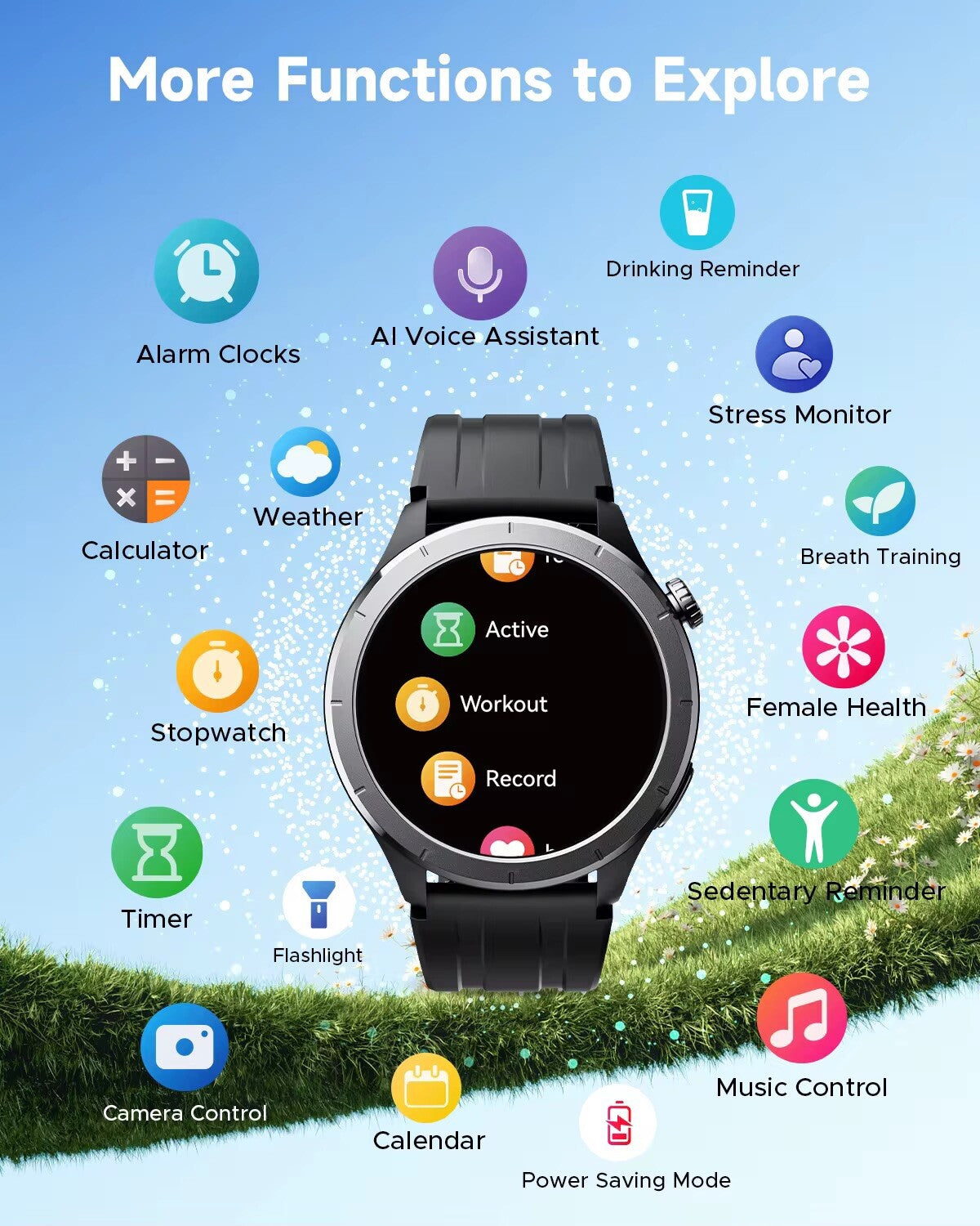 SoundPeats V5.3 SMART WATCH 127 SPORTS & Health+ Blood Pressure Tracking, App, Call (not 4G)