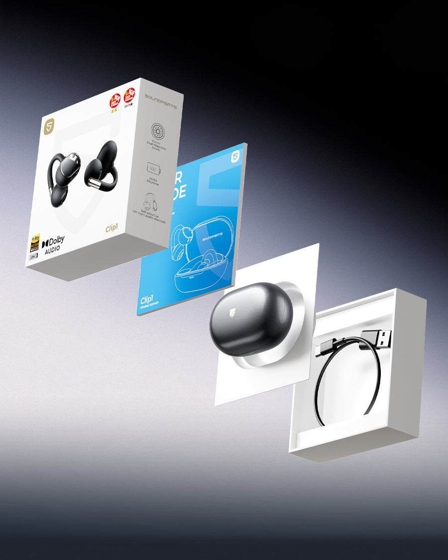 SoundPEATS Clip 1 Open Ear Earbuds 12mm Dolby Audio Comfortable & Secure Clip-on