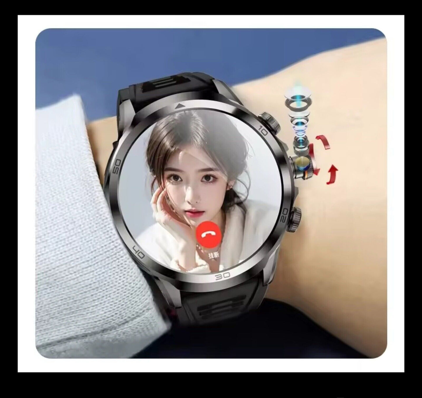 SMART Watch 8G-128GB 1.95” TOUCHSCREEN 4G Android 8.1 HD Rotating Camera,GPS,1990mAh