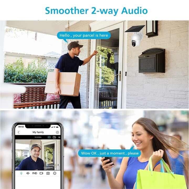 4G SOLAR Security HD 4MP Camera, 12m AI Human Detection,2-Way Audio,App,Sim Card