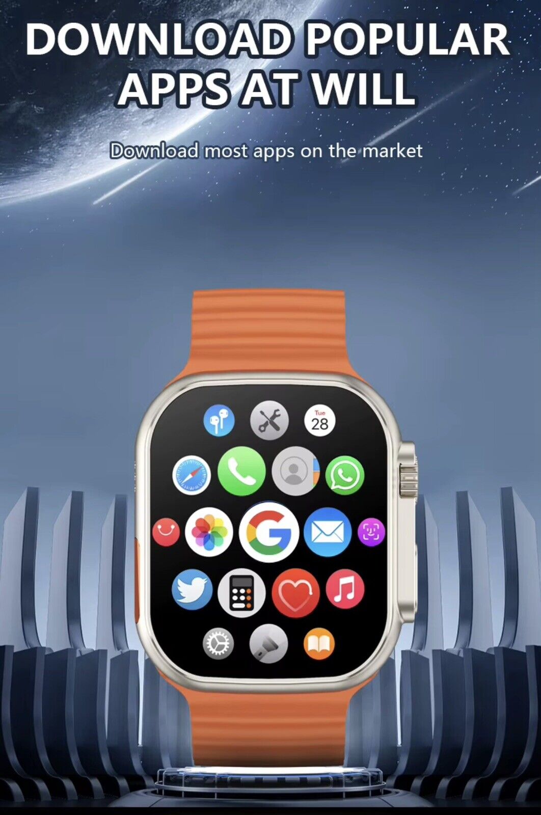 2.04" SMARTWATCH HD SCREEN 4G-64GB Android 8.1 HD Video Call, App,850mAh,ECG,USA