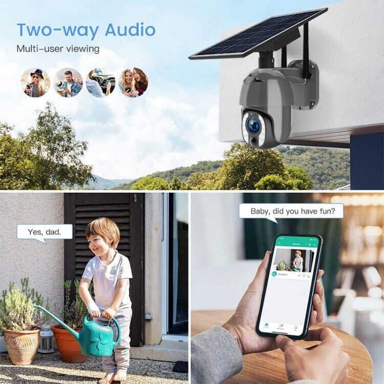 PTZ 5MP 10X Zoom Solar Security Camera, 12m AI Detection,2-Way Audio, Wi-Fi, App