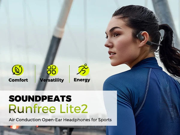SoundPEATS RunFree Lite2 — Open-Ear Air Conduction Earphones, 15-Hour Battery