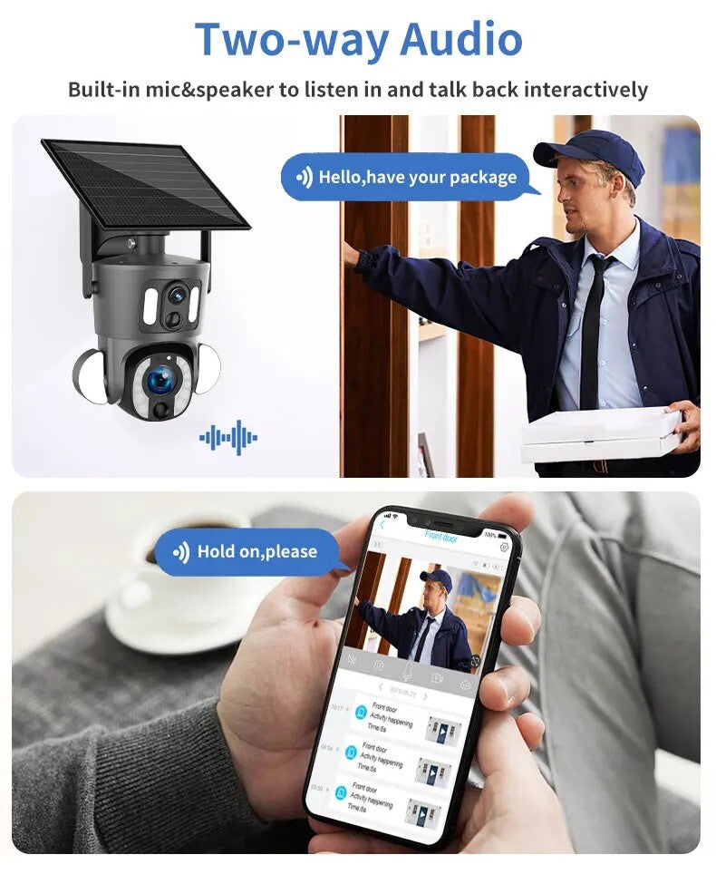 4G 10X Optical ZOOM, 5MP Dual Lens AI SOLAR Security Camera,2-Way Audio, App,Sim
