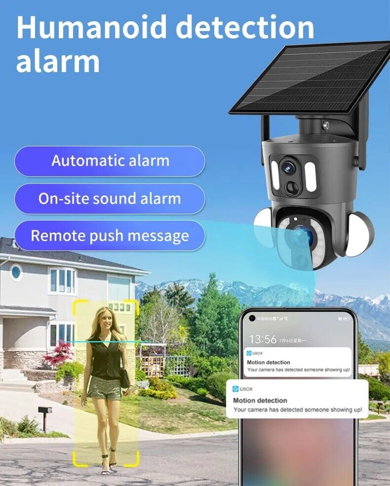 4G 10X Optical ZOOM, 5MP Dual Lens AI SOLAR Security Camera,2-Way Audio, App,Sim