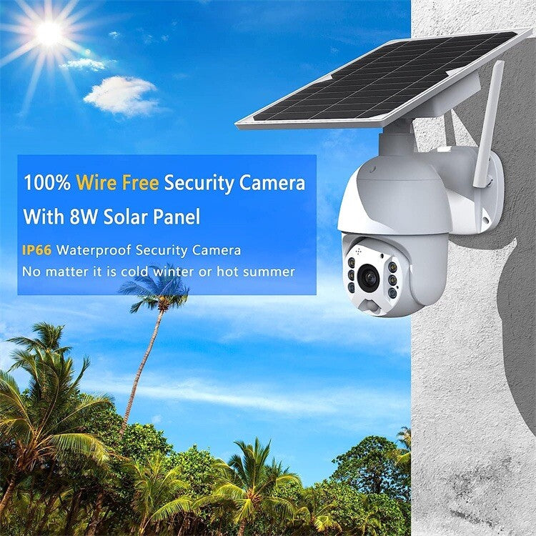 PTZ SOLAR Security 4MP HD Camera AI Human Detection 12M,2-Way Audio, Wi-Fi, APP