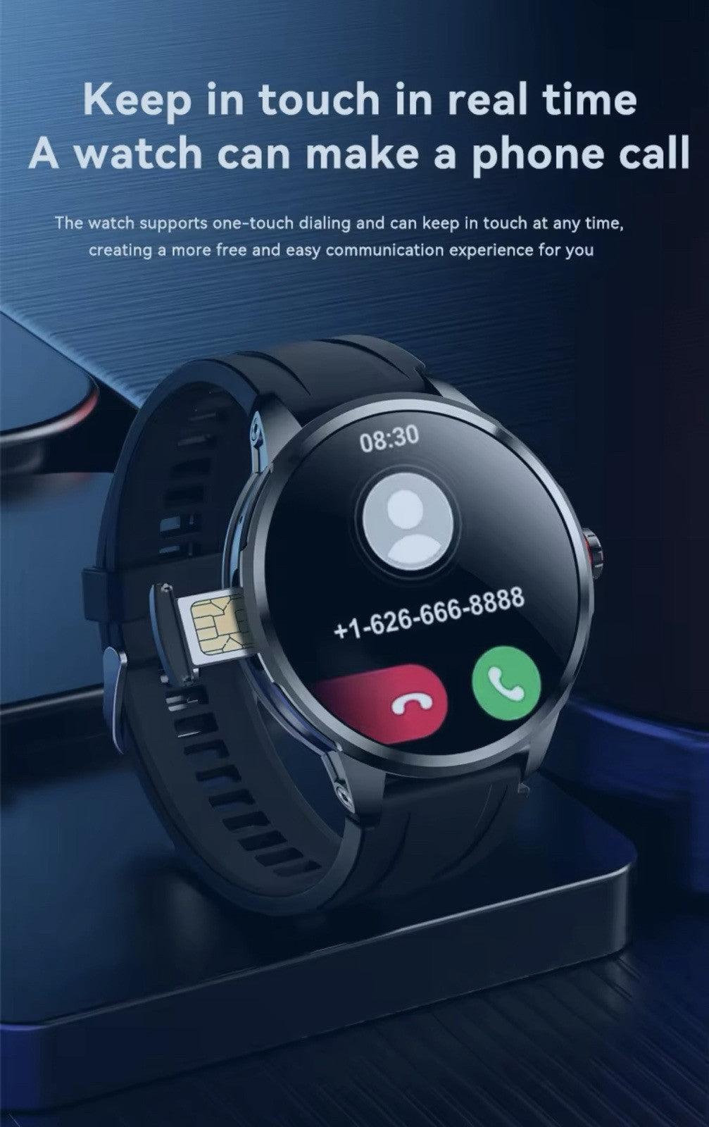 1.95" AMOLED 4G SMARTWATCH Phone Rotating Camera 8G+128GB,Android,GPS,NFC,1100mAh