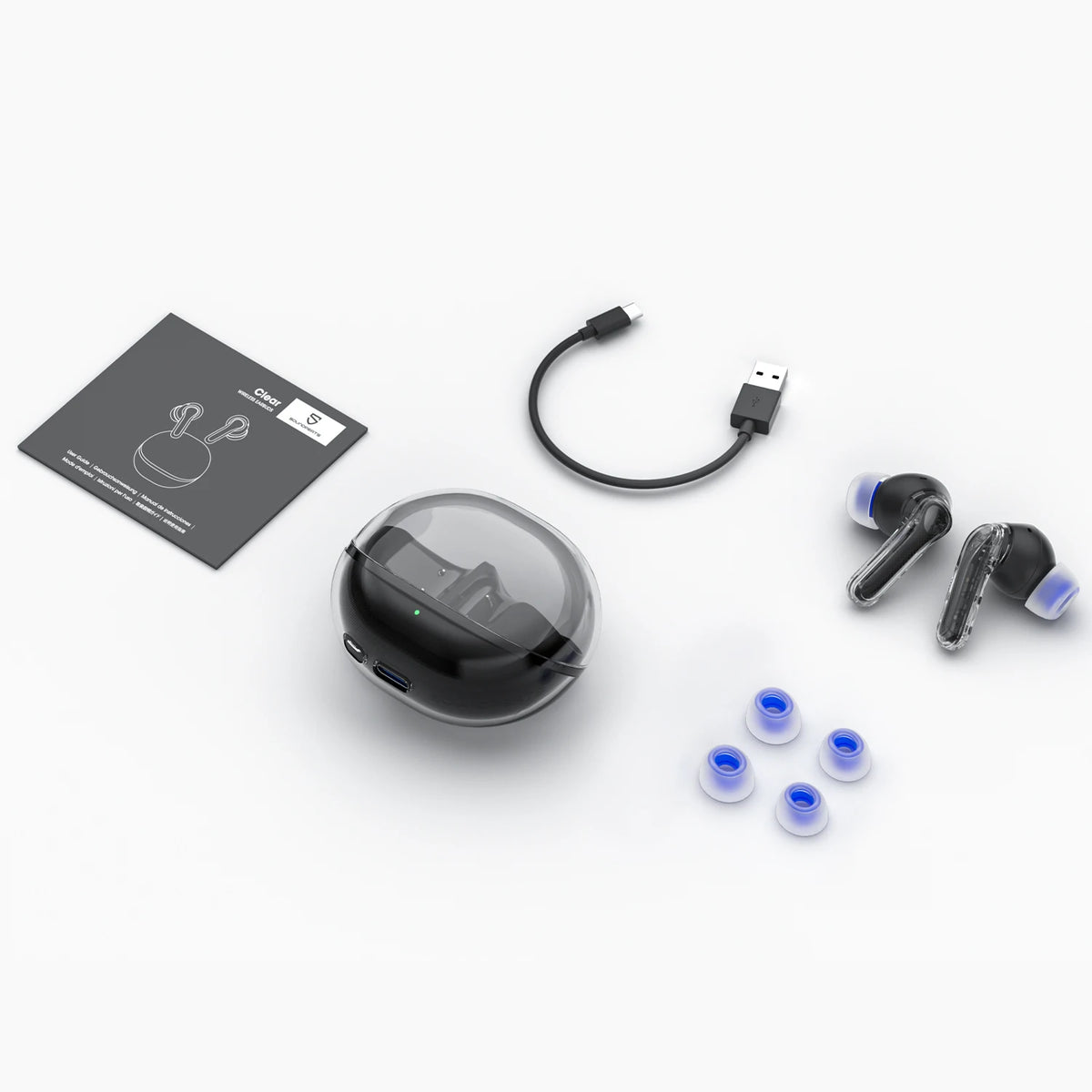 SoundPEATS Clear — Transparent In-Ear Earbuds, 12mm Drivers, ENC, 40-Hour Battery