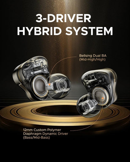 SoundPEATS H3 AI Hybrid 3 Driver Wireless Earbuds 12mm BT 5.4 55dB Adaptive ANC