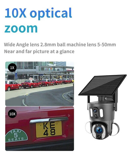 4G 10X Optical ZOOM, 5MP Dual Lens AI SOLAR Security Camera,2-Way Audio, App,Sim