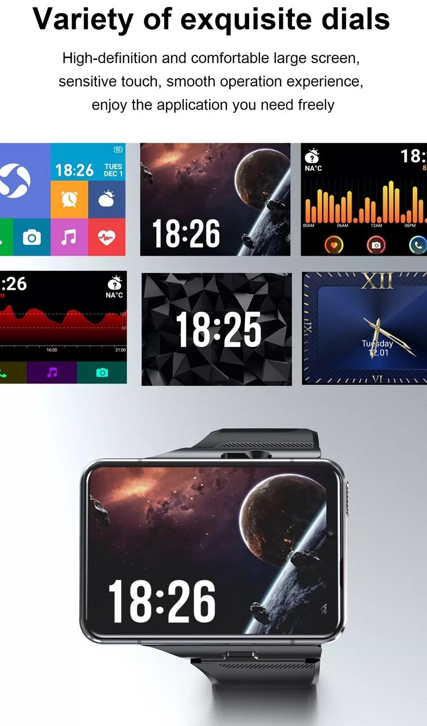 LRG 2.88" Touch Screen 4G SMRTWATCH PHONE Android 9.0 GPS, 2 Cameras 4+64GB, (SILVER) USA