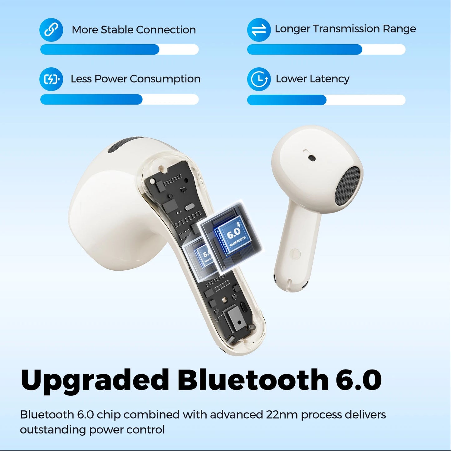 SoundPEATS Air6 HS — Semi-In-Ear Earbuds, LDAC Hi-Res, Bluetooth 6.0, 45-Hour Battery (Beige)