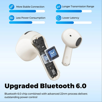 SoundPEATS Air6 HS — Semi-In-Ear Earbuds, LDAC Hi-Res, Bluetooth 6.0, 45-Hour Battery (Beige)