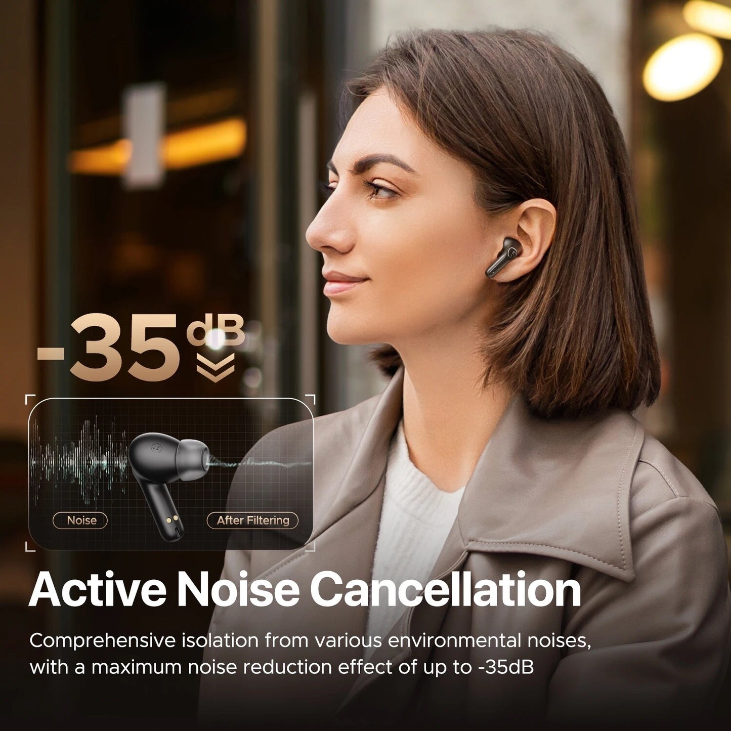 SOUNDPEATS T3 PRO V5.4 ANC/ENC Noise Canceling, 28hr Play Time, 12mm Drivers & App Control