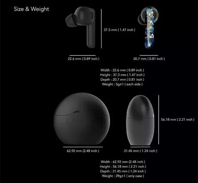 Kinera TWS Wireless Earbuds, Bluetooth V5.0, Hybrid ANC (-35dB), IPX4, Hand-Painted