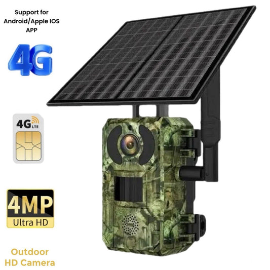 4G SOLAR Hunting Security TRAIL Camera, 4MP, AI 25m Detection, 2-Way Audio, App