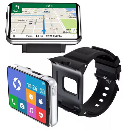 LRG 2.88" Touch Screen 4G SMRTWATCH PHONE Android 9.0 GPS, 2 Cameras 4+64GB, (SILVER) USA