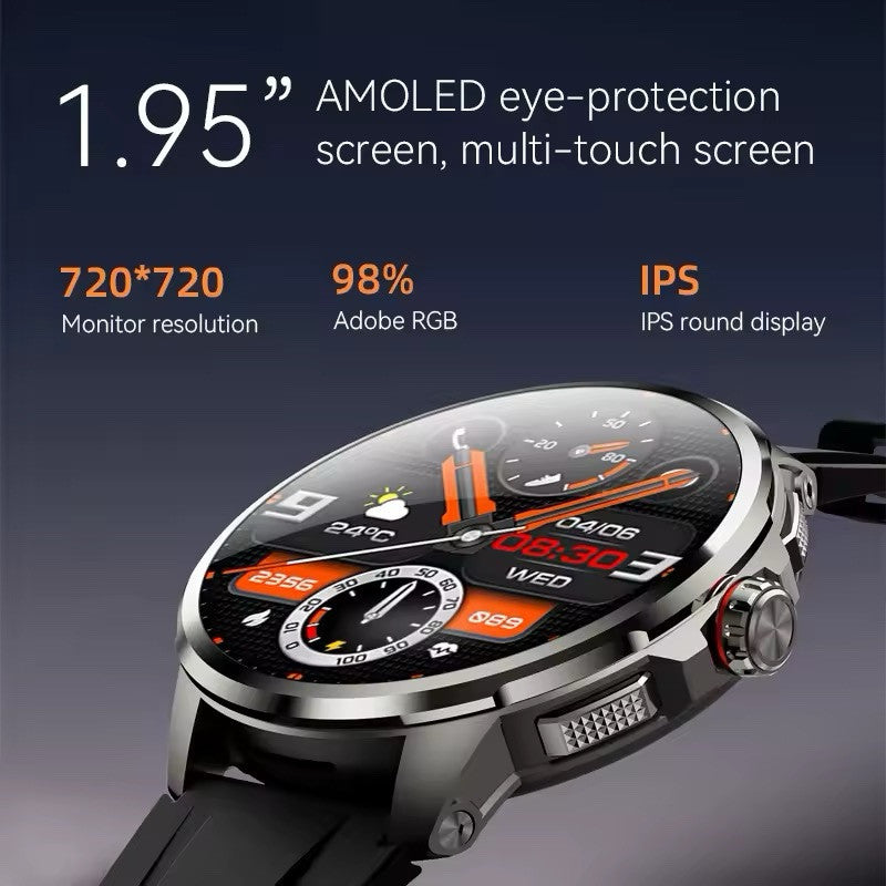 1.95" AMOLED 4G SMARTWATCH Phone Rotating Camera 8G+128GB,Android,GPS,NFC,1100mAh