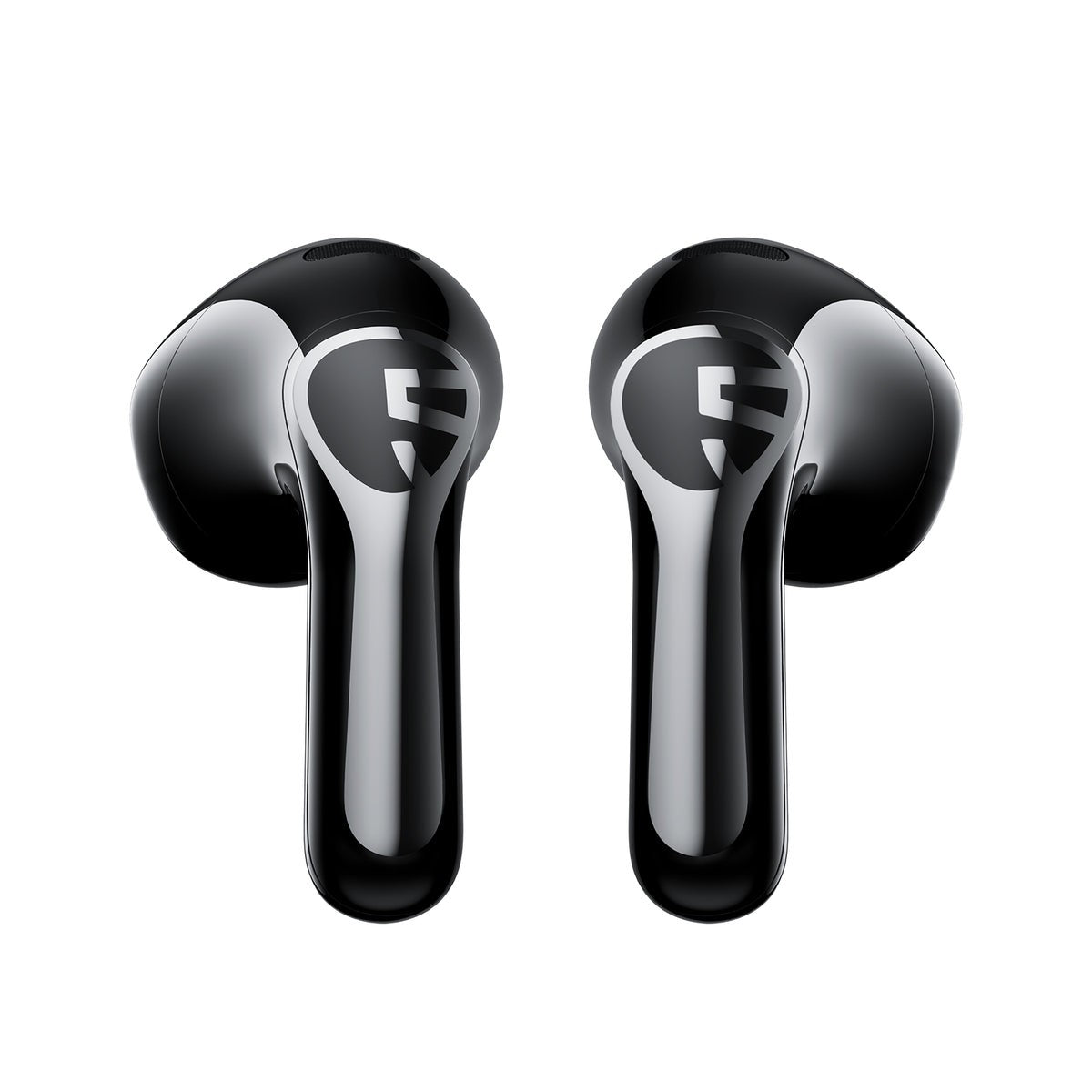 Close-up of a pair of black Air6 HS earbuds showing the SoundPEATS logo on each stem