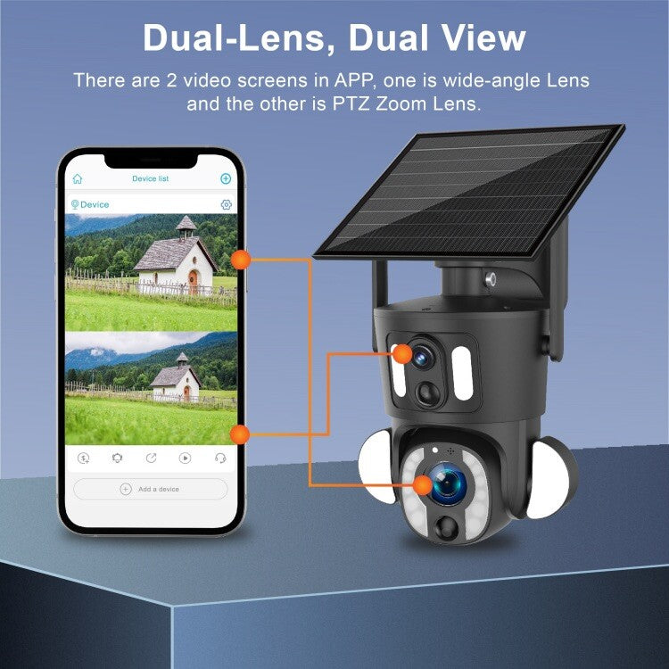 4G 10X Optical ZOOM, 5MP Dual Lens AI SOLAR Security Camera,2-Way Audio, App,Sim