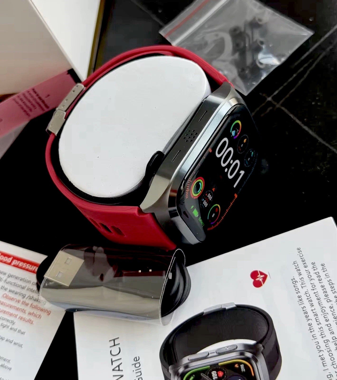 Smart Watch 2.06 AMOLED display Sport and Health,Blood Pressure Airbag Removable
