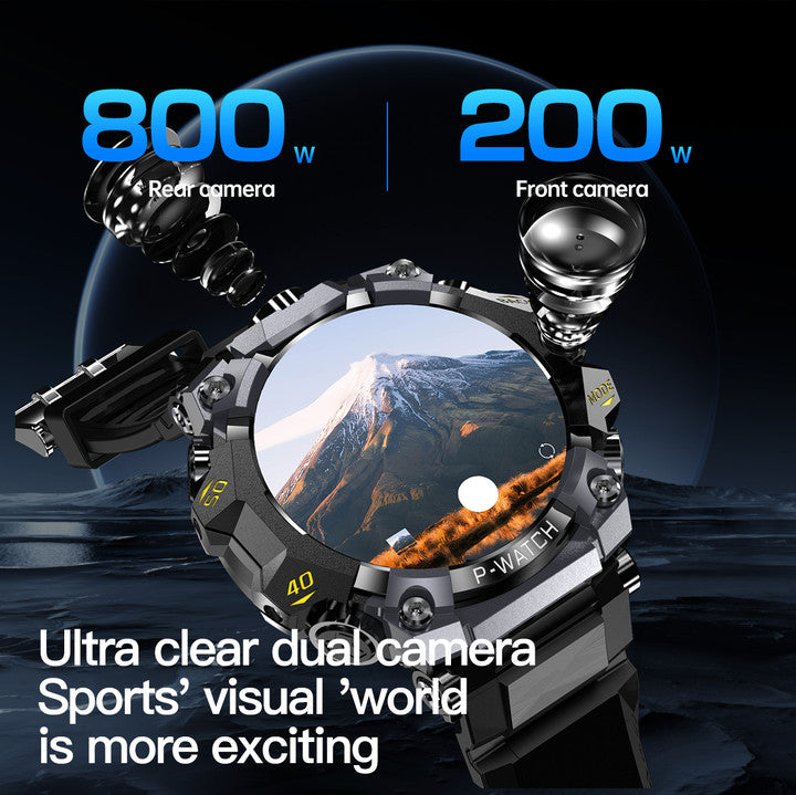 Smart Watch 4G Sim Card Dual Cameras Amoled Screen 4+64G GPS Video Call,1150 mAh