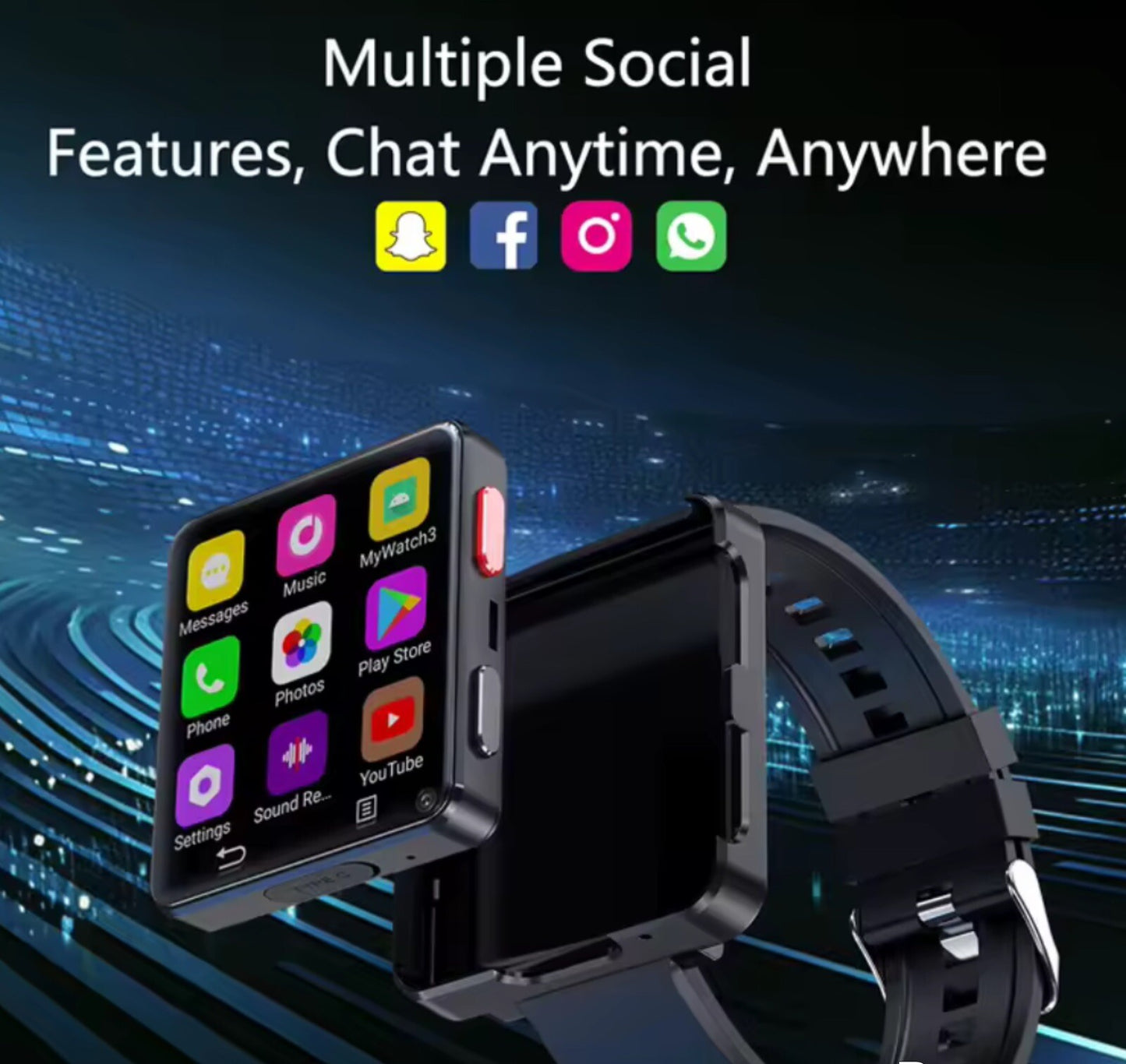 4G 3+32GB SMART WATCH 2.64" HD Screen,5MP +5MP Dual cameras SIM GPS Android 11.0