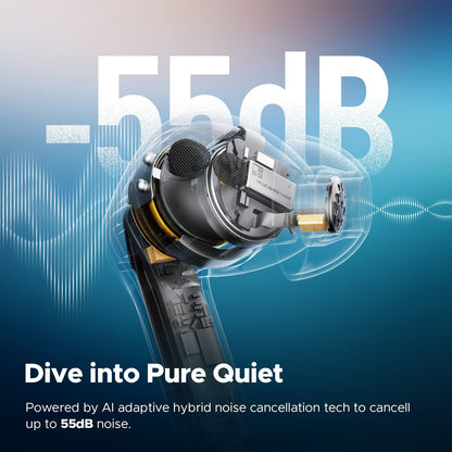 SoundPEATS Air5 Pro 55dB Adaptive Hybrid Noise Cancelling Wireless Earbuds 6-mic