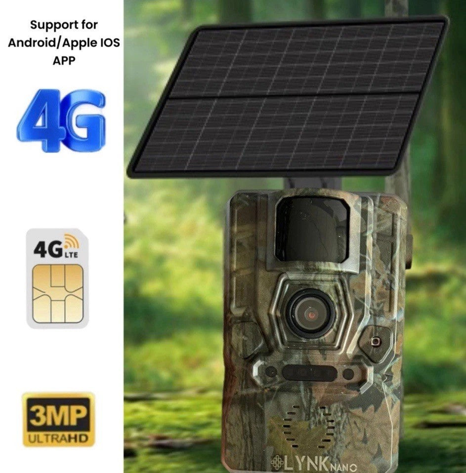 4G SOLAR GPS Hunting Security 3MP TRAIL Camera, AI 25m Detection,2-Way Audio,App
