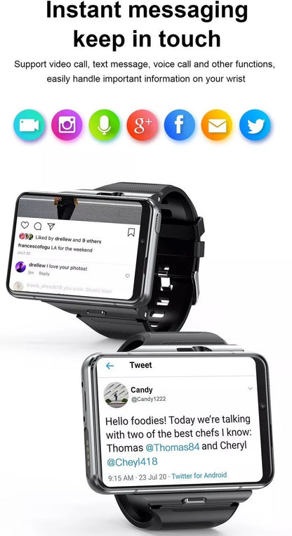 4G SMARTWATCH 2.88" Touch Screen  Android 9.0 5MP/13MP Cameras,Wristwatch 4+64GB (BLACK) USA