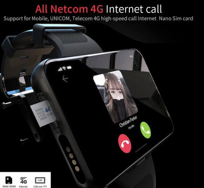 4G SMARTWATCH 2.88" Touch Screen  Android 9.0 5MP/13MP Cameras,Wristwatch 4+64GB (BLACK) USA