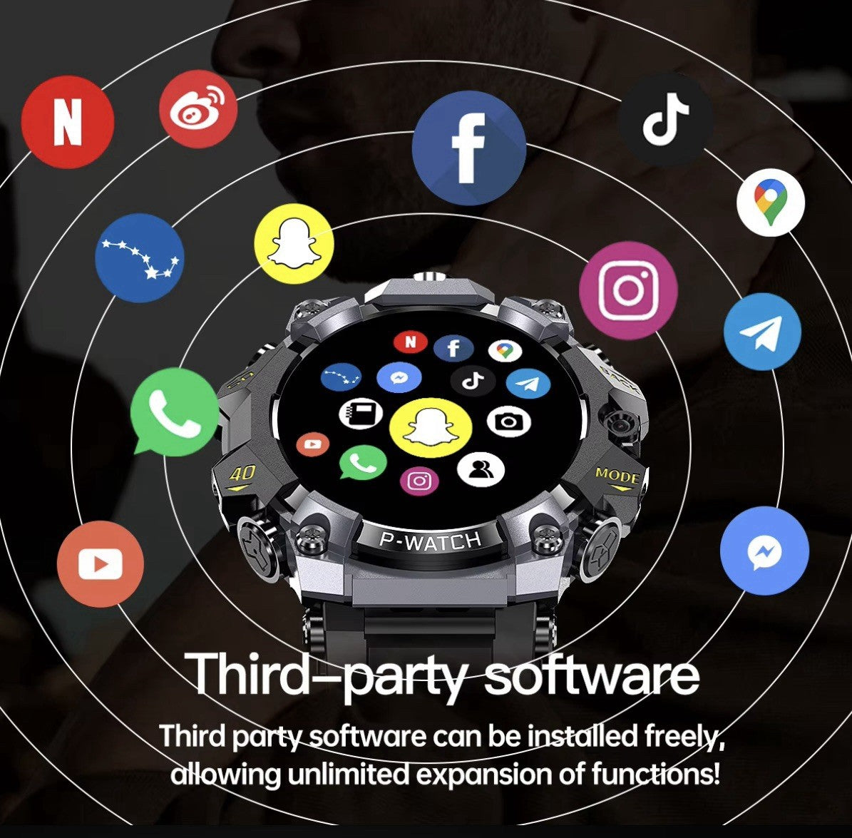 Smart Watch 4G Sim Card Dual Cameras Amoled Screen 4+64G GPS Video Call,1150 mAh