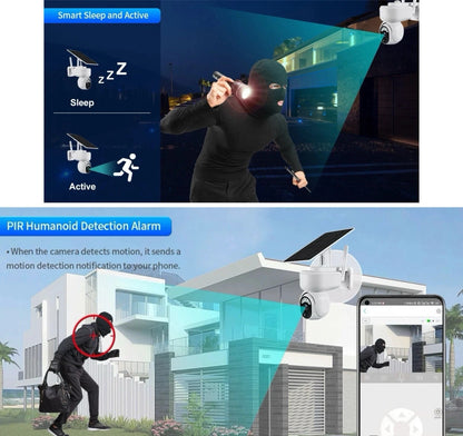 PTZ SOLAR Security 4MP HD Camera 12m AI Human Detection,2-Way Audio, Wi-Fi, APP