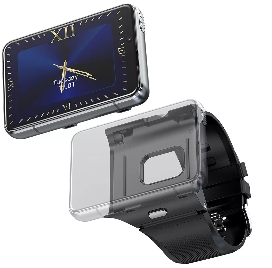 LRG 2.88" Touch Screen 4G SMRTWATCH PHONE Android 9.0 GPS, 2 Cameras 4+64GB, (SILVER) USA