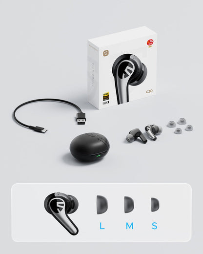 SOUNDPEATS C30 Wireless Earbuds -52dB Hybrid ANC Bluetooth 6.0 Headphones Hi-Res