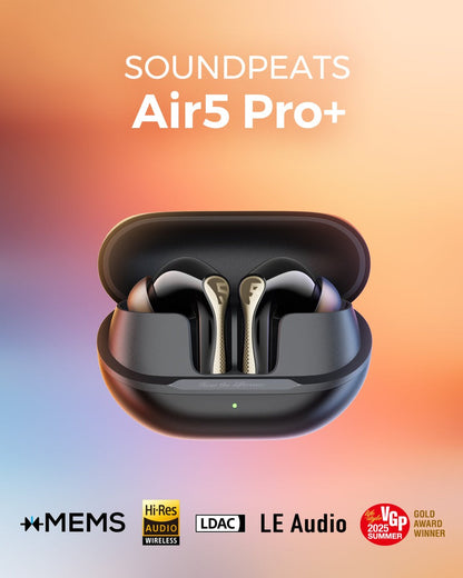 SoundPEATS Air5 Pro Plus Wireless Earbuds ANC Hi-Res Audio XMEMS aptX Lossless