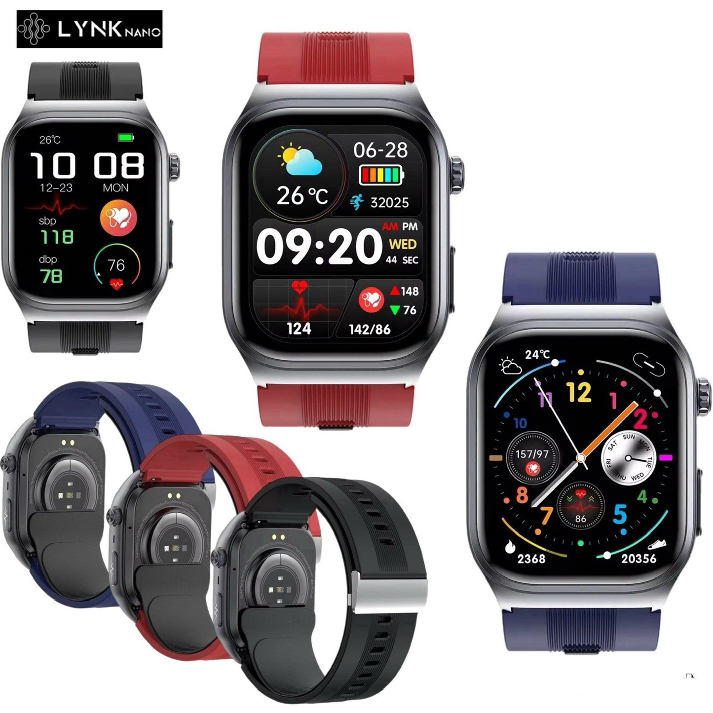 Smart Watch 2.06 AMOLED display Sport and Health,Blood Pressure Airbag Removable